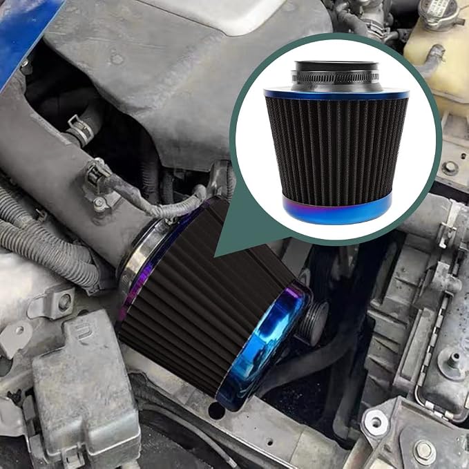 Cold Air Intake Filter, High Performance, Washable Filter, Clamp-On Replacement - Image 7