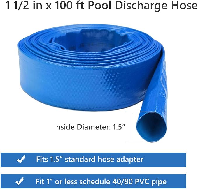1 1/2 IN x 100 FT Pool Backwash Hose, Heavy Duty Flat Discharge Hose, Weather - Image 4