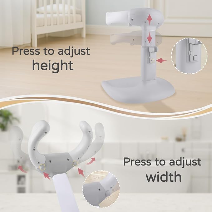 Baby Shower Stand – Adjustable Baby Bath Stand & Standing Baby Bathtub, Baby Shower Standing Support, Toddler Shower Stand for Infants 8–36 Months (Grey)