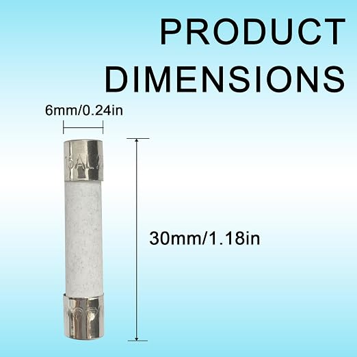 5-Pack 6x30mm 15A 250V Fast-Blow Ceramic Fuse - Image 2