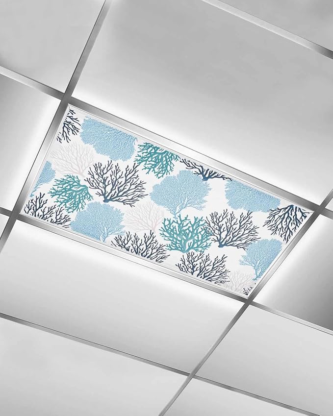 Fluorescent Light Covers for Ceiling Lights Nautical Coastal Ocean Coral by Home+L6