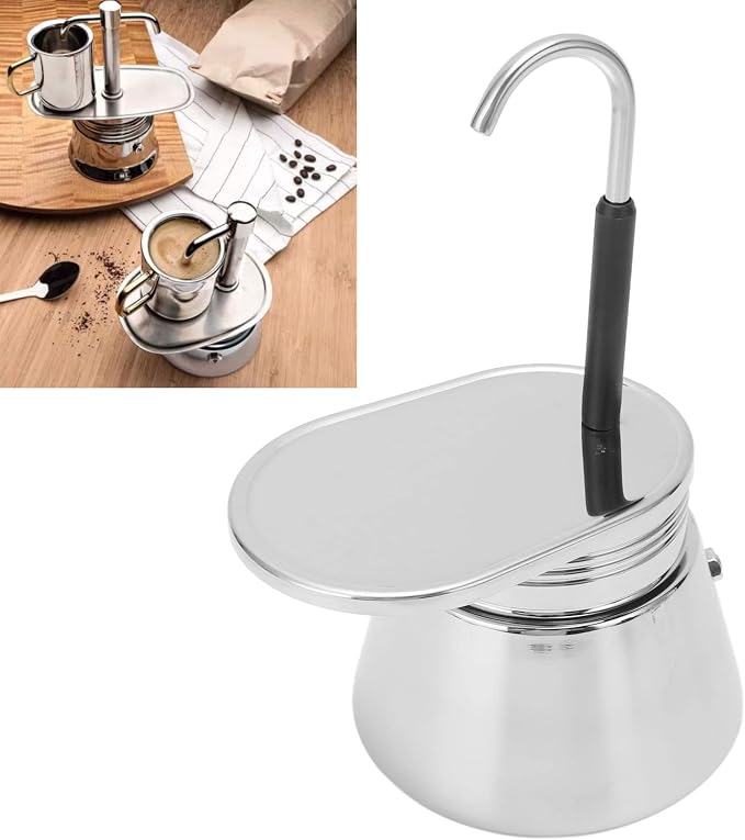 50ML 200ML Single Spout Mocha Pot Classic Stovetop Coffee Maker Stainless Steel - Image 3