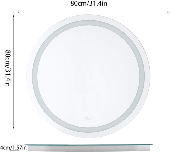 Illuminated Bathroom Mirror 800 x 800 MM Round LED Wall Mounted Vanity Mirror - Image 7