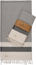 Ruvy Home Basics 2 Pack Turkish Beach Towels – Oversized Quick-Dry Bath Towels (40 x 72 Inches) – 100% Cotton Large Towels for Pool, Yoga, Travel, Camping Essentials, and Bathroom Decor - Black