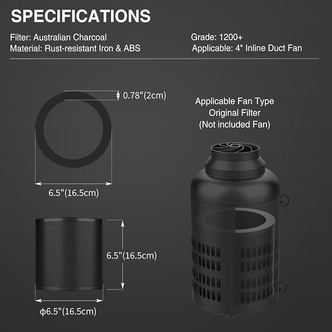 4 Inch Replacement Air Carbon Filter, Smellines Control Filtration - Image 3