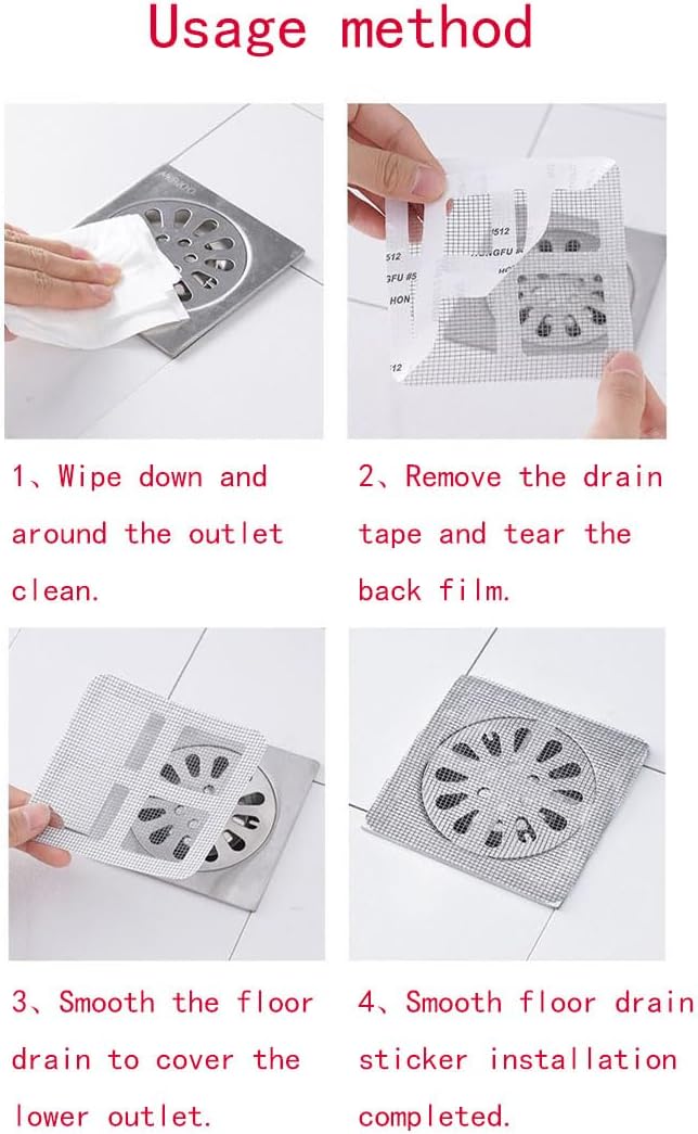 Disposable Floor Drain Sticker, Hair Drain Catcher, Shower Drain Square Mesh - Image 3
