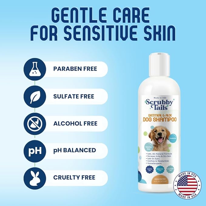 Organic Dog Shampoo - Puppy Oatmeal Shampoo for Itchy Skin Relief - Hypoallergenic for Sensitive Skin, for Dogs of All Ages, Deodorizes, Tearless, Made in USA, 16oz (Lavender)