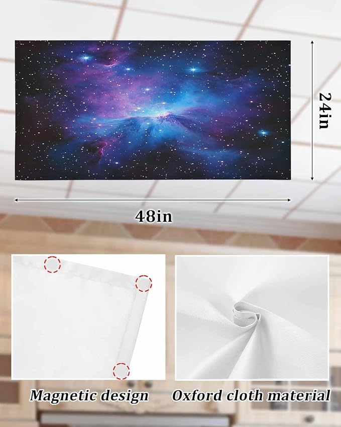 Yukro 3 Pack Starry Sky Fluorescent Light Covers Dark Blue and Purple Space - Image 6