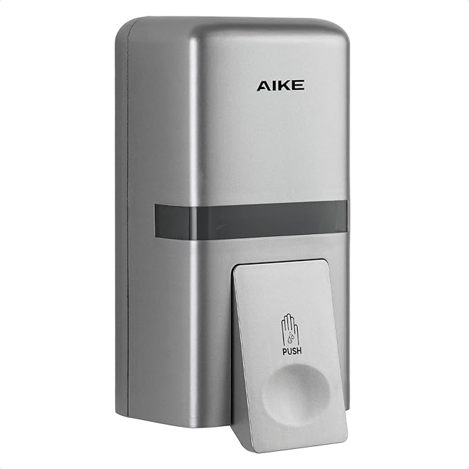 AIKE Wall Mount Liquid Soap Dispenser, 27oz Large Capacity with Extended Pump for Commercial Bathrooms,AK1008(Silver)