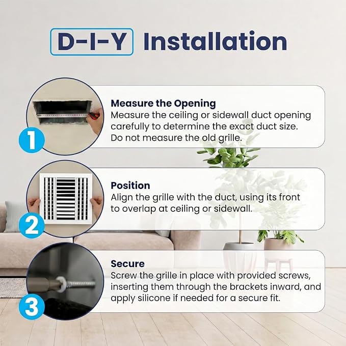 10x10 Aluminum 3-Way HVAC Vent Cover Register Wall Ceiling Quiet Adjustable - Image 9