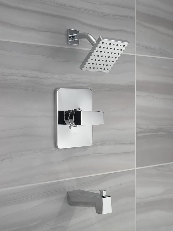 Delta Faucet Modern Single-Handle Chrome Tub and Shower Trim Kit, Shower Faucet with Single-Spray Touch-Clean Shower Head, Chrome T14467-PP (Valve Not Included)