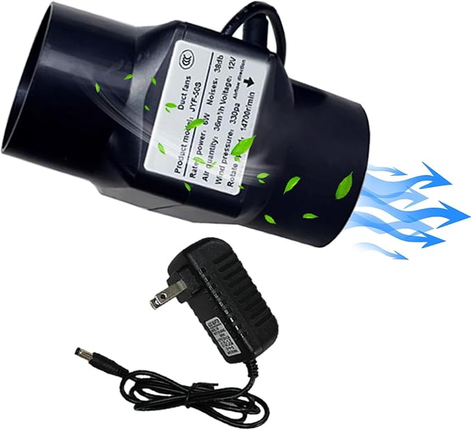 Inline Duct Fan 2”with Speed Controller 12v Low Noise Inline HVAC Blower Can Fan by Unknown