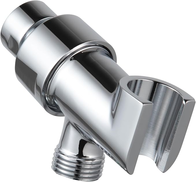 OFFO Shower Head Holder All Metal for Handheld Shower Head, Adjustable Shower Arm Mount with Solid Brass Pivot Ball, 1/2 in IPS Female Inlet and Male Outlet, Chrome