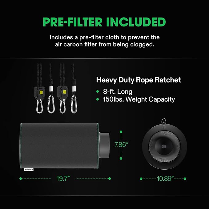 VIVOSUN 8 Inch Air Carbon Filter Smelliness Control - Image 6