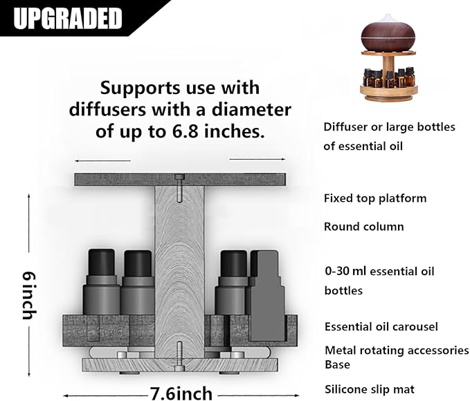 TJ.MOREE Bamboo Essential Oil Organizer 2-Tier Carousel Holder | Bamboo Material - Image 2