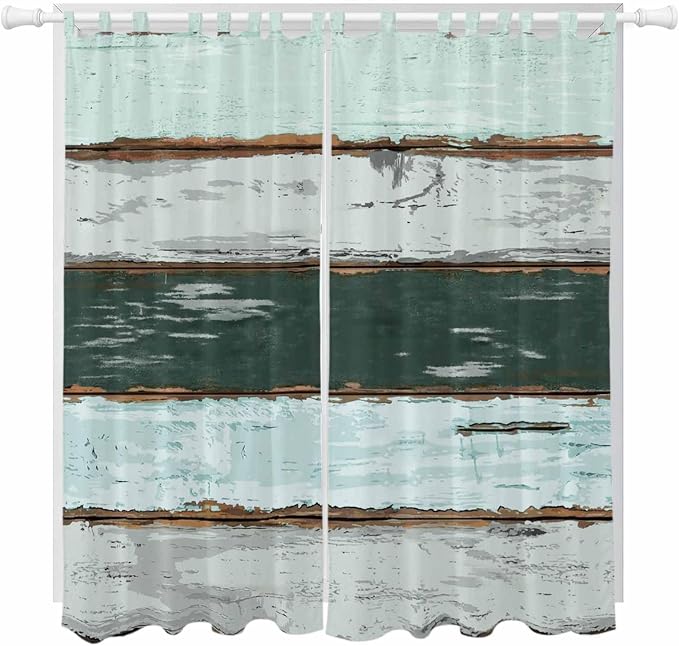 Blue Teal Living Room Curtains 84 Inch Length, Window Curtains Tab Top by Unknown