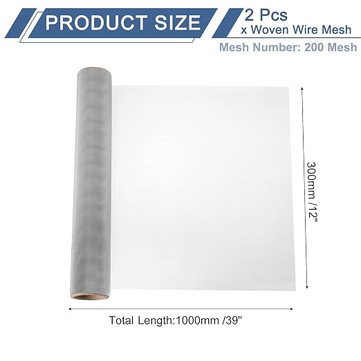 uxcell 2Pcs 200 Mesh 39" x 12" Woven Wire Mesh, 304 Stainless Steel Air Vent - Image 2