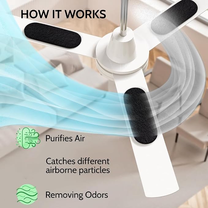 Ceiling Fan Filters for Blades 6-Pack Set Air Filters - Image 2