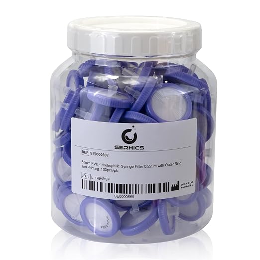 Syringe Filters Hydrophilic PVDF 33 mm 0.22 um by SERHICSLAB