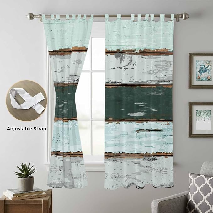 Blue Teal Living Room Curtains 84 Inch Length, Window Curtains Tab Top - Image 5