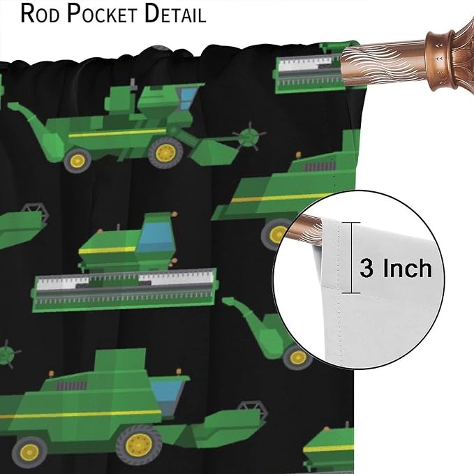 Kids Agriculture Machine Window Curtains, Farm Equipment Tractors Transport - Image 6