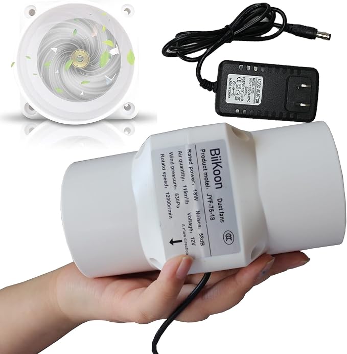 3 Inch/75mm Inline Duct Fan 12V 18W Variable Vent Blower Plastic Air Extractor by Unknown