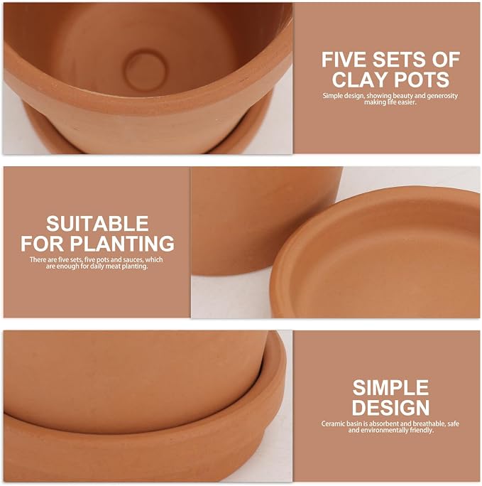Red Clay Baked Clay Succulent Flower Pots - Image 3