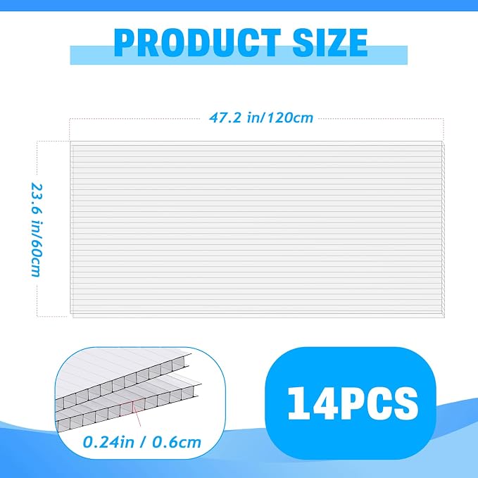 14 Pack Polycarbonate Greenhouse Panels, Excellent Light Transmission & Weather - Image 2