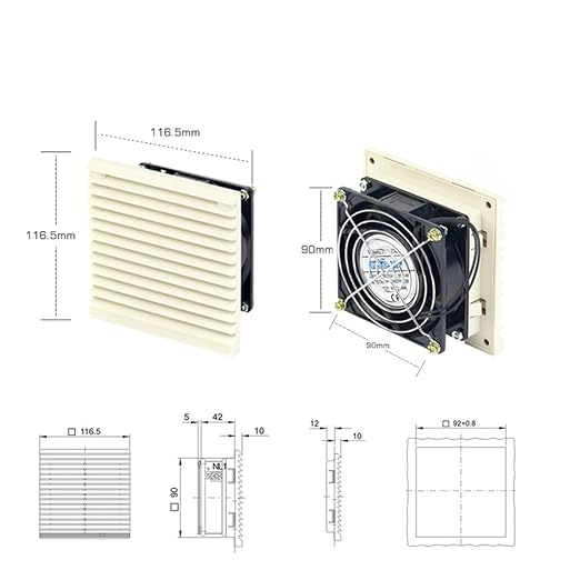 3321-230 Industrial Electrical Cabinet Fan Filter 92 mm Ventilation Set Shutter - Image 2