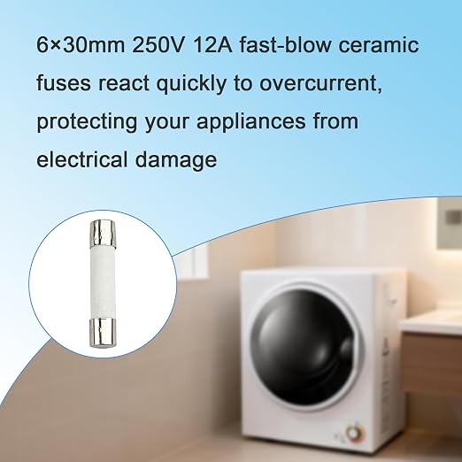 5-Pack 6×30mm 250V 12A Fast-Blow Ceramic Fuse – Quick-Acting Replacement Fuse - Image 3