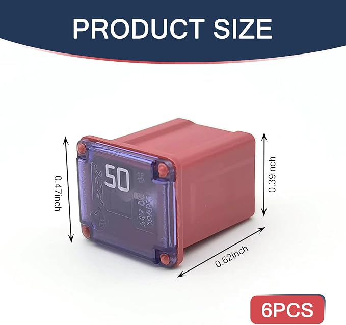 6 PCS 58V Mini Block Fuse car Fuse Square Low Profile Box Shaped Kit, - Image 2