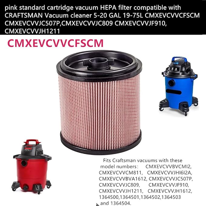 2 PACK Amigriki pink standard cartridge vacuum HEPA filter compatible - Image 3