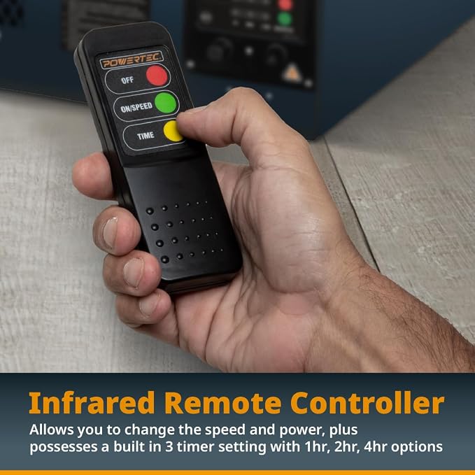 POWERTEC AF1045 3-Speed Remote Controlled Air Filtration System w/Extra Inner & - Image 3