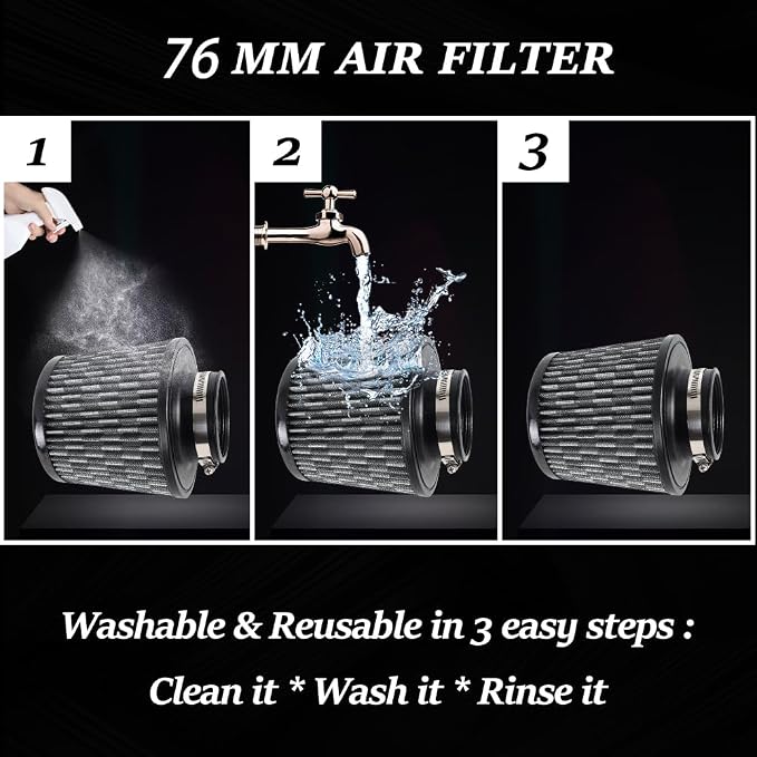 Universal 3 Inch 76mm Air Intake Filter Replacement Cone Air Filters Quality - Image 3