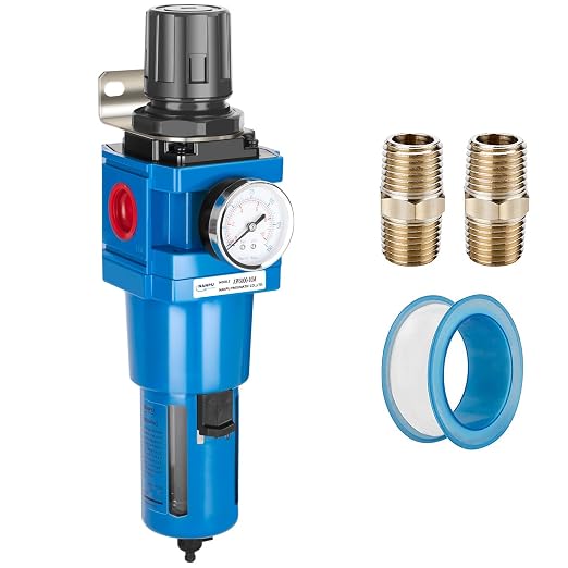NANPU 1" NPT Compressed Air Filter Regulator Combo Piggyback, 5 Micron Brass by NANPU