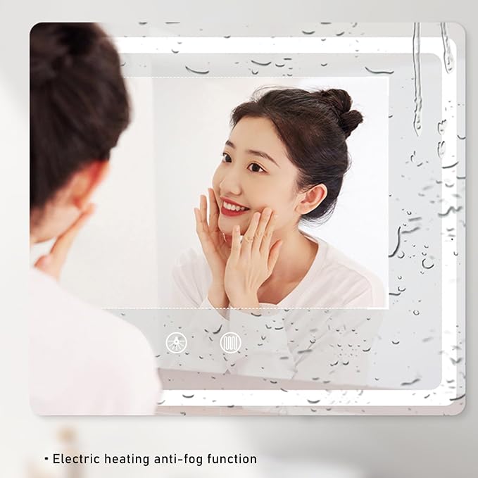 3 Colors LED Bathroom Mirror, Lighted Bathroom Makeup Wall Mounted Mirror - Image 2