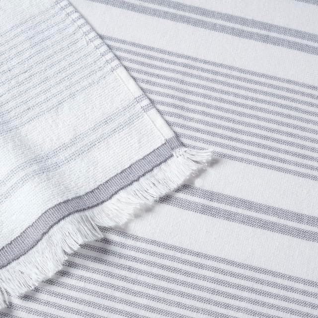 Maisonette Turkish Beach & Bath Towels - 2 Pack (36"x71"), Quick-Dry Cotton Peshtemal for Bath, Beach, Travel, Absorbent, Lightweight, Bathroom, Hammam, and Spa Towels with Eyelash Fringe, Dark Grey