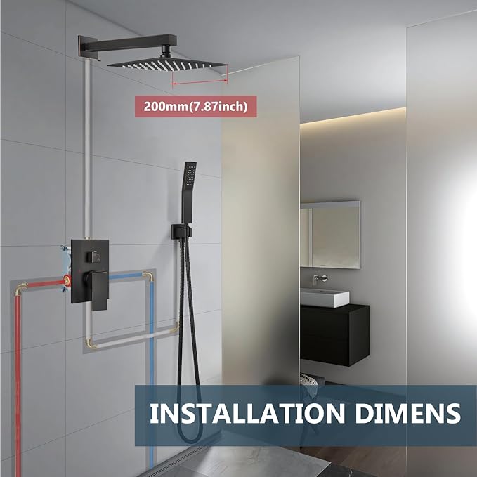 Aolemi Shower Faucet Set Rain Shower System with Handheld Spray Bathroom Shower Combo Rough-in Valve and Shower Trim Kit Included Oil Rubbed Bronze 8 Inch Wall Mount Shower Head