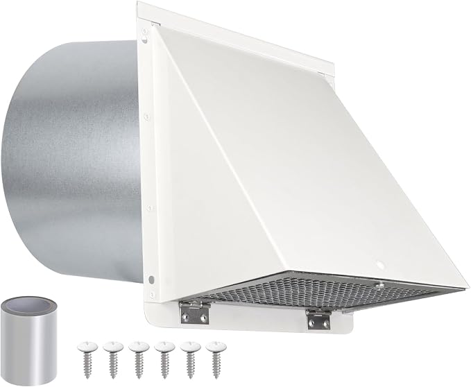 12 Inch Hooded Wall Vent with Screen and Damper, Outdoor Wall Exhaust Cover Cap by JYINCPED