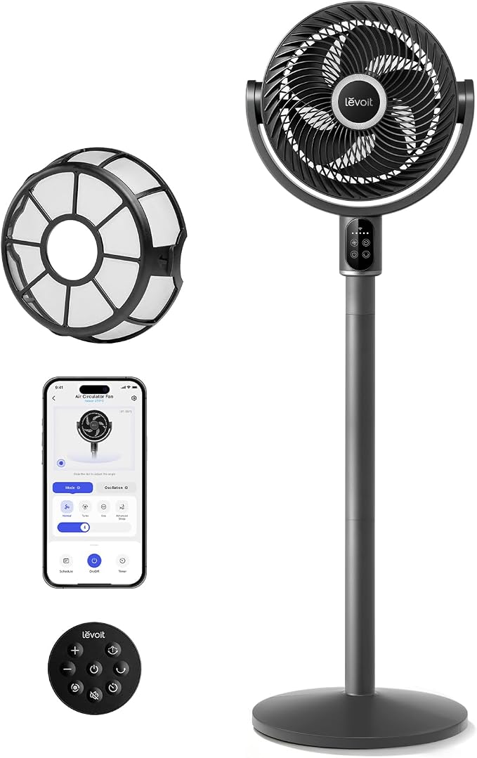 LEVOIT Standing Fan for Bedroom, 90° Oscillating Pedestal Fan, 20dB Quiet for by Unknown