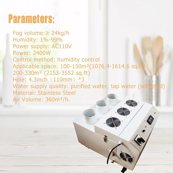 Ultrasonic Humidifier 24kg/h Portable Continuous Cool Mist Maker Humidifier - Image 6