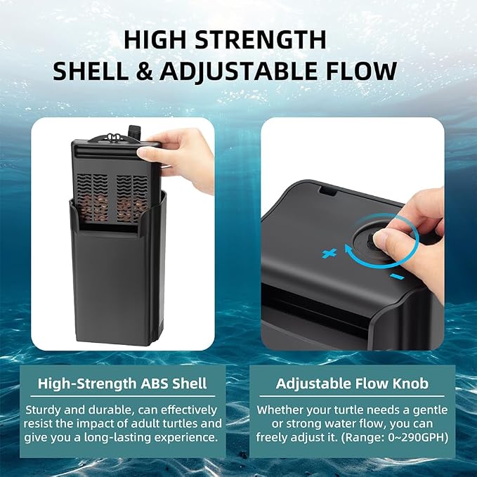 Turtle Tank Filter Internal Power Aquarium Filter Low Water Level Biofiltration - Image 4