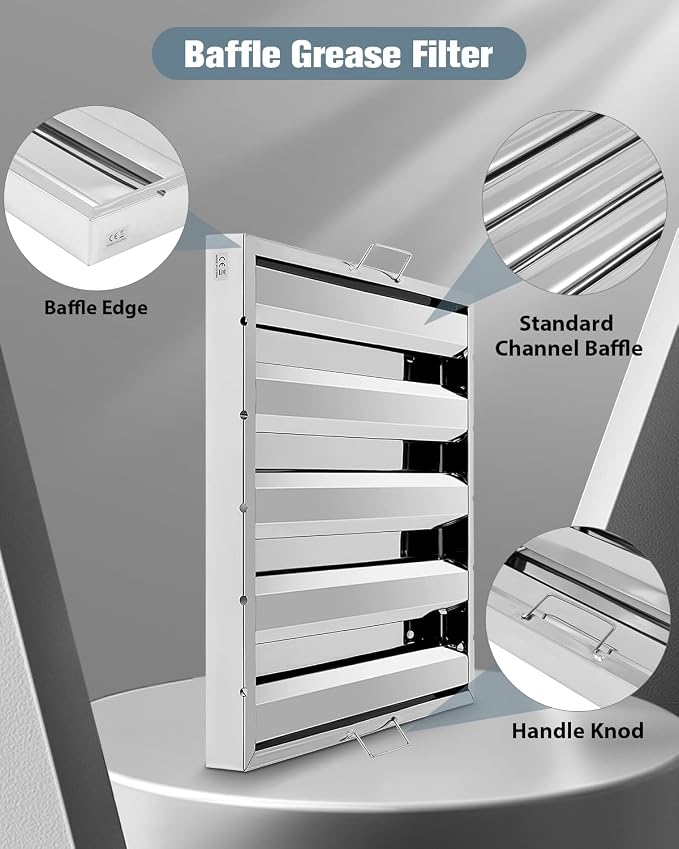 Hood Filters 430 Stainless Steel 19.5W x 19.5H Inch, 4 Grooves Commercial Hood - Image 4