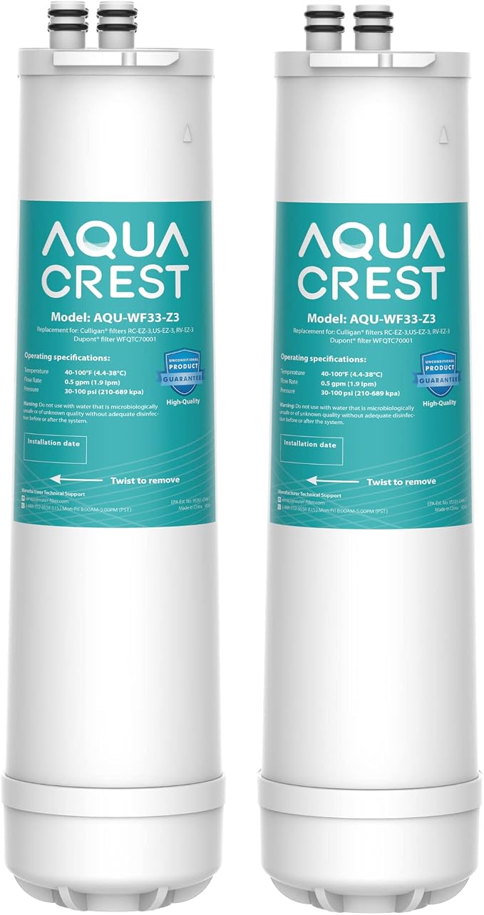 AQUA CREST RC 3 EZ-Change, WFQTC30001/70001 Advanced Water Filter Replacement by AQUACREST