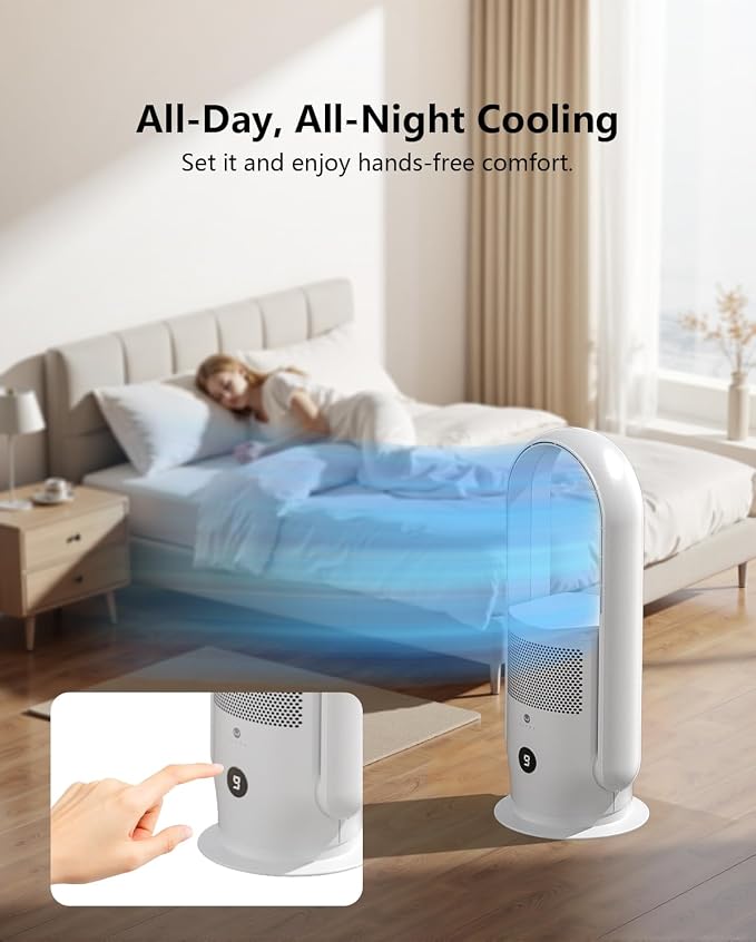 ULTTY Bladeless Tower Fan and Air Purifier Combo, Quiet Oscillating Fan - Image 7