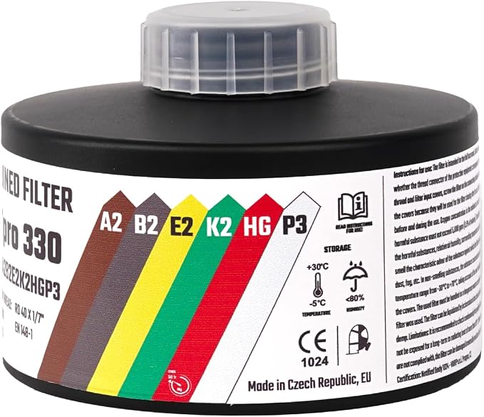 MIRA Safety - DotPro 330 - Industrial Grade Gas Mask Filter | A2 B2 E2 K2 HG P3 - Image 7