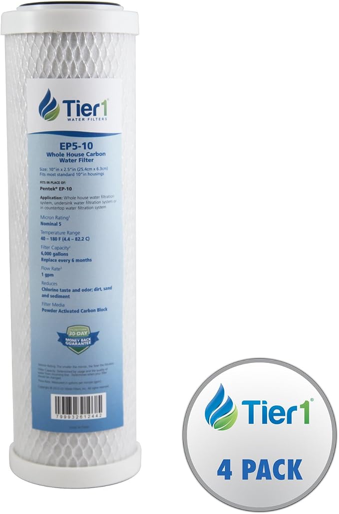Tier1 5 Micron 10 Inch x 2.5 Inch | 4-Pack Whole House Carbon Block Water - Image 3
