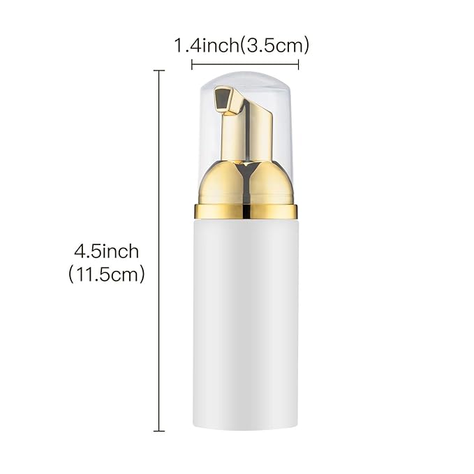 Tekson 2 OZ Foam Bottle with Gold Pump, Empty Travel Foaming Dispensers for Soap, Shampoo (3pcs, Gold)