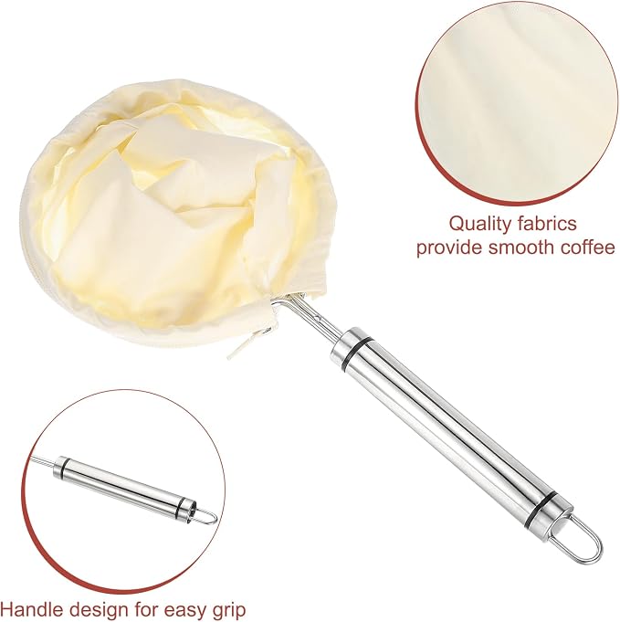 uxcell 1 Pcs Cloth Coffee Filter Bags, Coffee Sock Filter, Reusable Coffee - Image 3