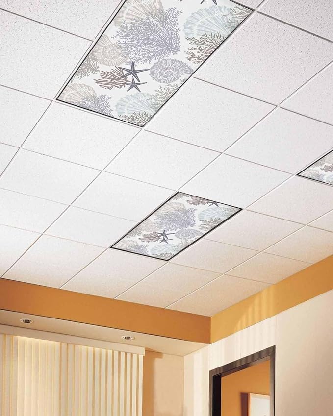 Fluorescent Light Covers for Ceiling Lights Nautical Coastal Ocean Coral - Image 2